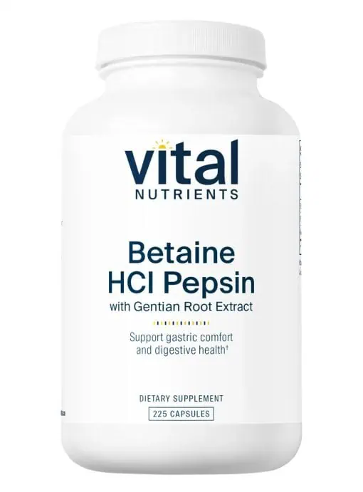 Betaine HCL Pepsin & Gentian Root Extract Vital Nutrients