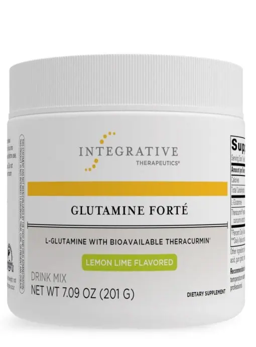 Glutamine Forté - A drink mix with 5g of L-Glutamine and 100mg of Theracurmin® for gut and immune support.