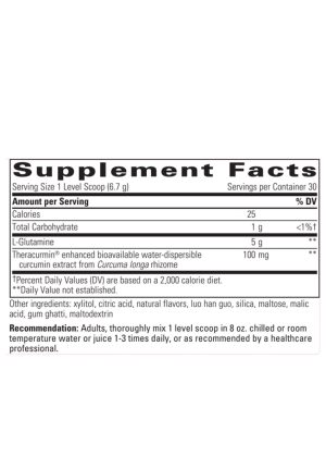 Glutamine Forté - A drink mix with 5g of L-Glutamine and 100mg of Theracurmin® for gut and immune support.