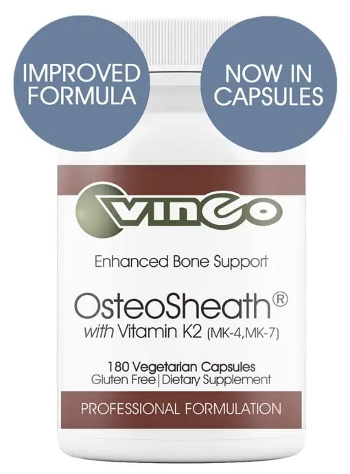 OsteoSheath bioavailable Calcium (Microcrystalline Hydroxyapatite or MCHC, Amino Acid Chelate, Citrate, and Phosphate) Vitamin K2