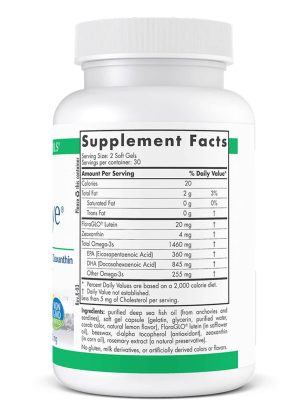 ProDHA Eye supplement facts with lutein, zeaxanthin, and omega-3s for eye and brain health