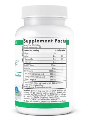 ProDHA Eye supplement facts with lutein, zeaxanthin, and omega-3s for eye and brain health