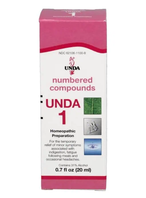 Unda #1 homeopathic drops by Seroyal for digestion, headaches, and detox support