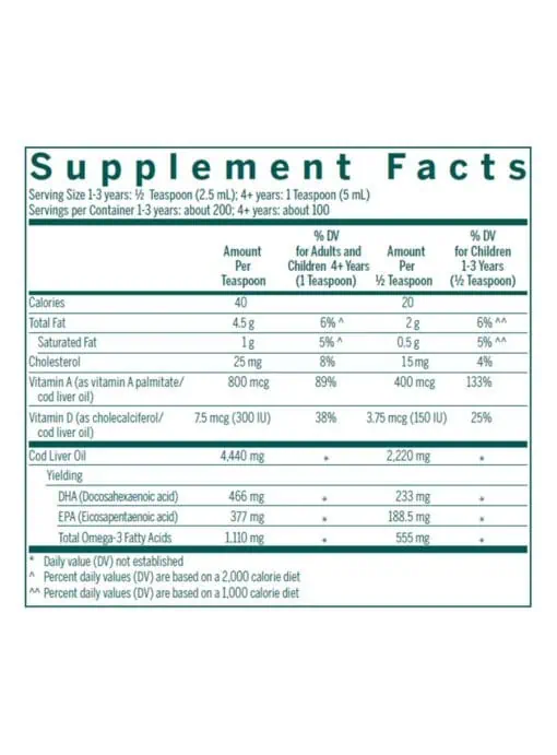 Genestra Cod Liver Oil Forte -- fish oil, omega-3 - Back