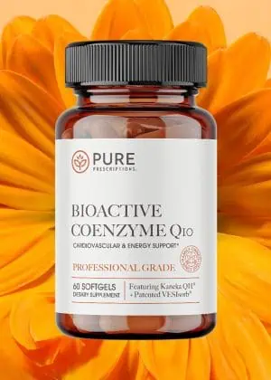 Bioactive CoEnzyme Q10 in front of a sunflower.