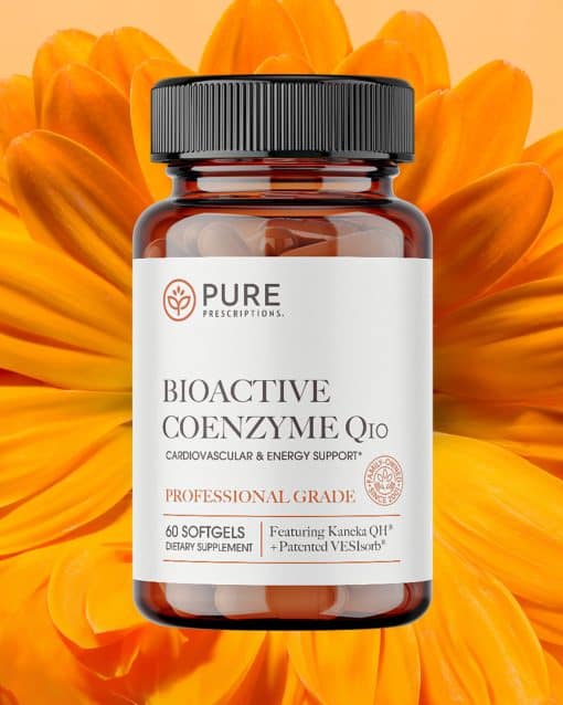 Bioactive CoEnzyme Q10 in front of a sunflower.