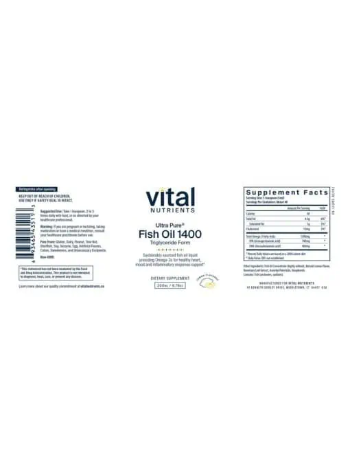 Vital Nutrients Fish Oil 1400 Liquid, Ultra Pure -- omega fatty acids, heart health