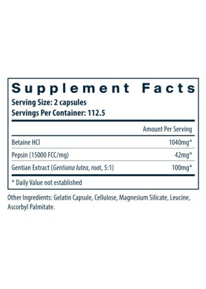 Alternative view of Betaine HCL Pepsin & Gentian Root Extract