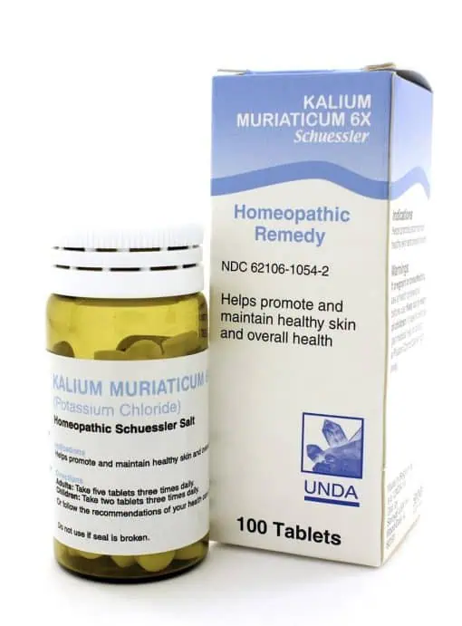 Kalium Muriaticum 6X homeopathic tissue salt supplement for mucous membrane and cellular support