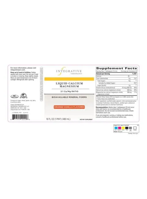 Integrative Therapeutics Liquid Calcium Magnesium Orange Vanilla - calcium supplement, bone health support