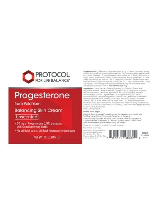 Protocol For Life Progesterone Liposomal Skin Cream Unscented -- hormone balance, women's health