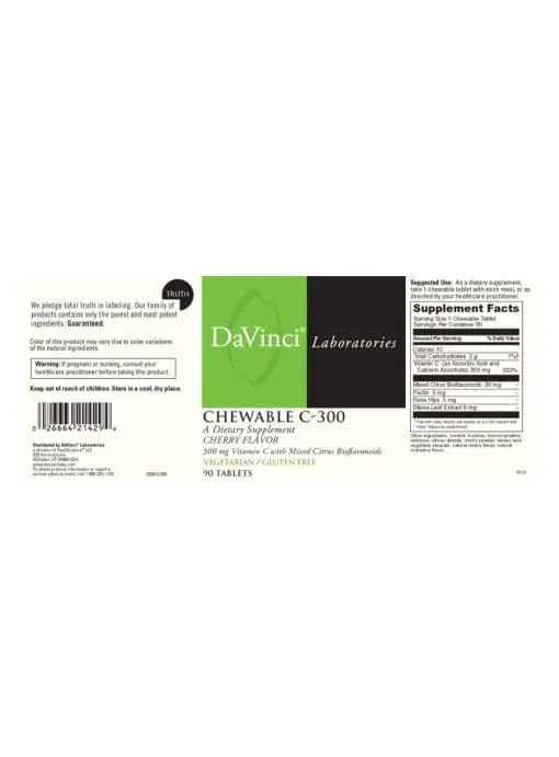 DaVinci Labs CHEWABLE C-300 Cherry - vitamin c supplement, immune support