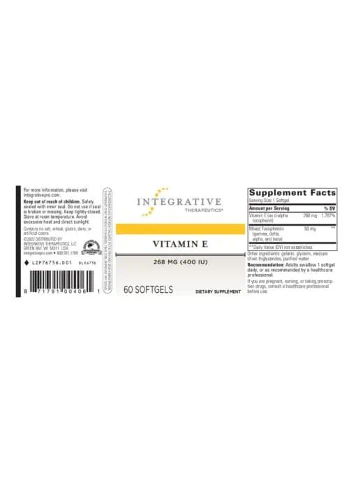 Integrative Therapeutics, Inc. VITAMIN E -- vitamin e supplement, heart health