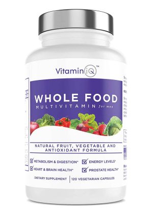 VitaminIQ - Whole Food Multivitamin for Men, 120 Vegetarian Capsules, Men’s Multi Vitamin and Mineral Supplement, Antioxidant Rich, Calcium, Magnesium