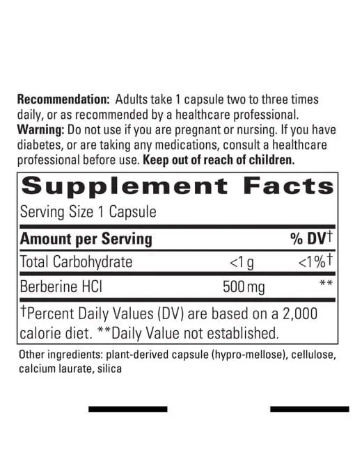 Berberine supplement for healthy glucose and cholesterol metabolism