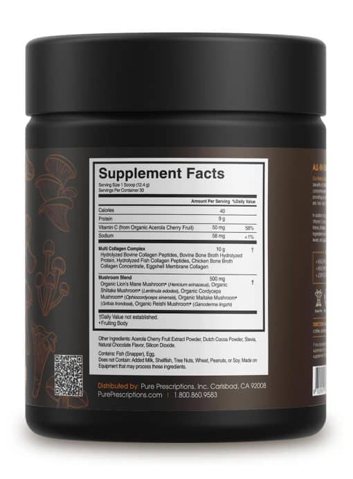 Perfect Collagen Cocoa supplement facts.