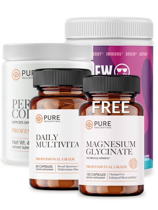 Perfect Collagen, NewGreens, Daily Multivitamin, Magnesium Glycinate.