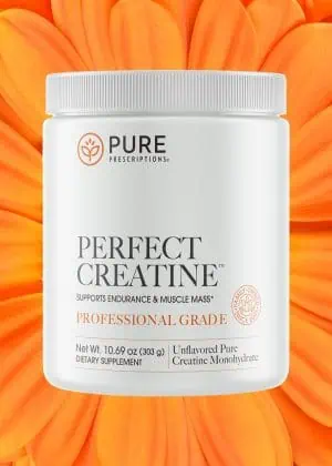 perfect creatine canister against a flower.