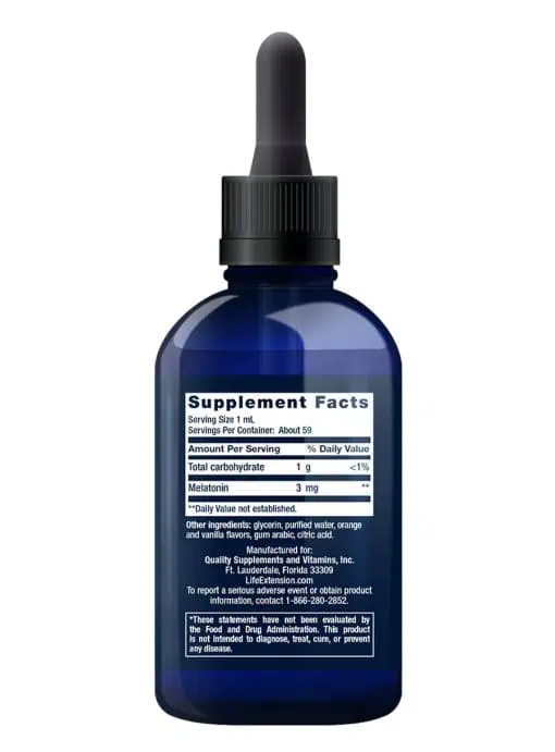Fast-Acting Liquid Melatonin (Citrus-Vanilla) Promotes optimal sleep, easy liquid delivery, 3 mg