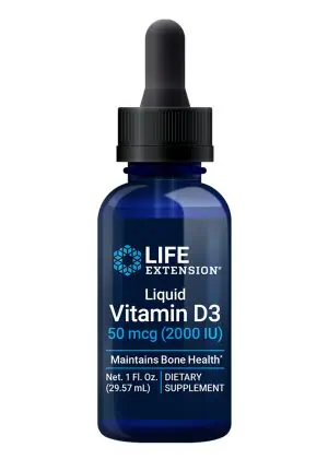 Liquid Vitamin D3 50 mcg (2000 IU), Immune, bone & whole body health, unflavored liquid