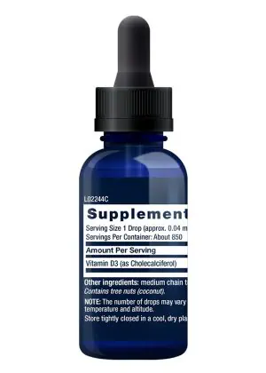 Liquid Vitamin D3 50 mcg (2000 IU), Immune, bone & whole body health, unflavored liquid