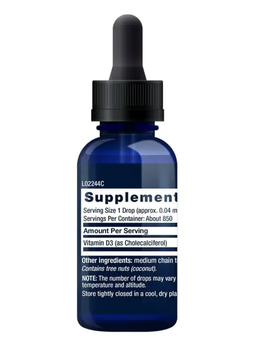 Liquid Vitamin D3 50 mcg (2000 IU), Immune, bone & whole body health, unflavored liquid
