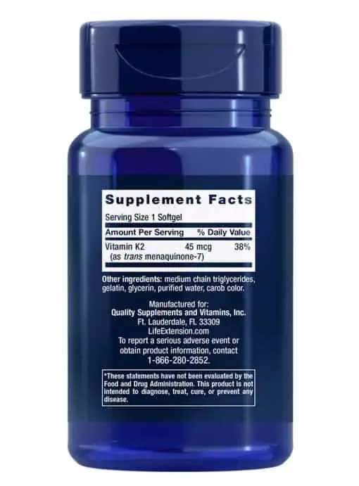 Low Dose Vitamin K2 MK-7 Convenient, once-daily source of Vitamin K2 as MK-7