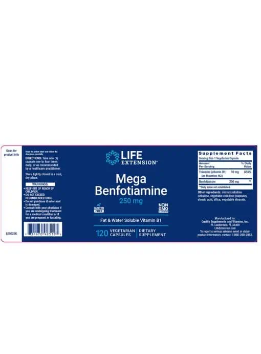 Mega Benfotiamine 250mg by Life Extension