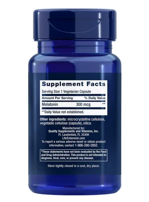 Melatonin Gently promotes sleep, low dose by Life Extension