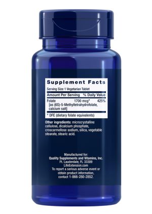 Optimized Folate L-Methylfolate 1700 mcg DFE Heart & brain health, healthy homocysteine levels