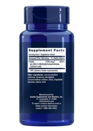 Optimized Folate L-Methylfolate 1700 mcg DFE Heart & brain health, healthy homocysteine levels