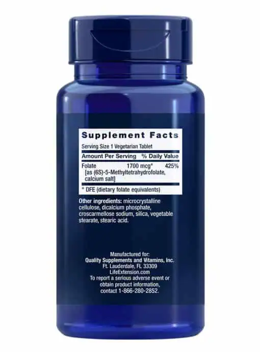 Optimized Folate L-Methylfolate 1700 mcg DFE Heart & brain health, healthy homocysteine levels