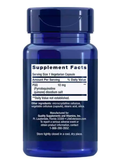 PQQ Pyrroloquinoline Quinone Promotes the growth of new cellular mitochondria