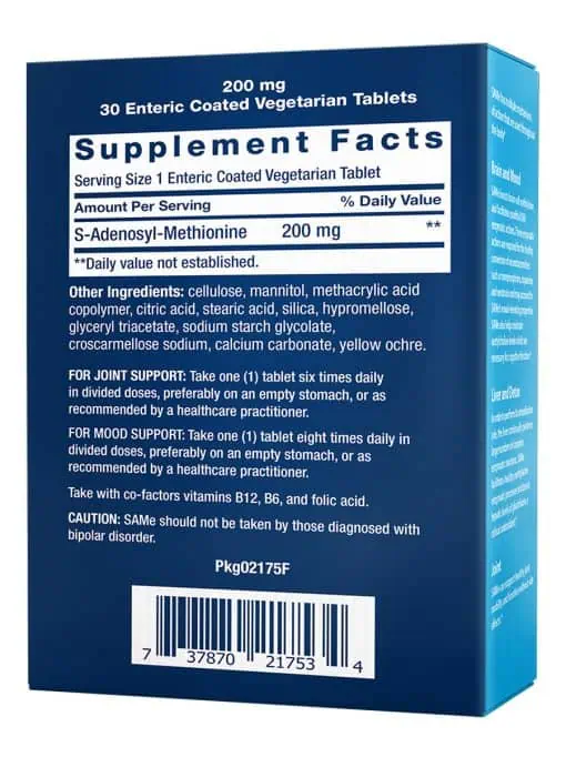SAMe S-Adenosyl-Methionine Mood, joint & liver support by Life Extension