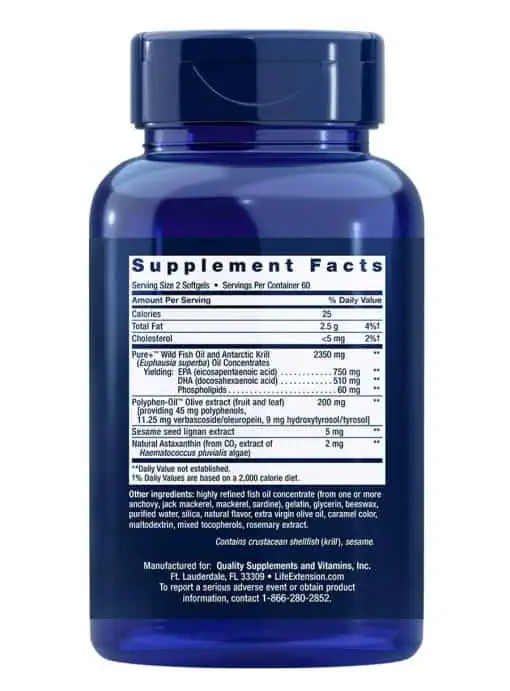 Super Omega-3 Plus EPA/DHA Fish Oil, Sesame Lignans, Olive Extract, Krill & Astaxanthin Heart & brain health, inflammation health support, advanced formula