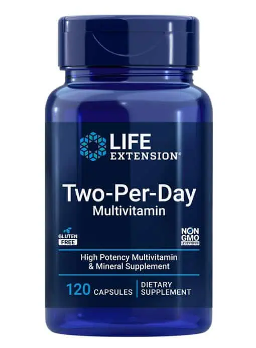 Two-Per-Day Multivitamin Packed with over 25 vitamins, minerals & extracts, two-month supply