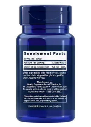 Vitamin D3 125 mcg by Life Extension
