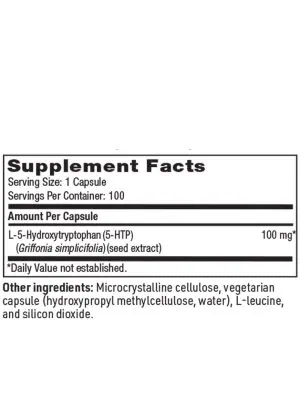 SFI Health 5-HTP 100mg - Supplement from Griffonia simplicifolia for mood, sleep, and appetite support.
