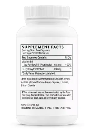 Thorne 5-Hydroxytryptophan (90 Capsules) - 5-HTP and B6 supplement for mood, stress, and sleep support.