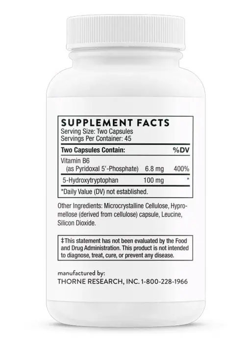 Thorne 5-Hydroxytryptophan (90 Capsules) - 5-HTP and B6 supplement for mood, stress, and sleep support.