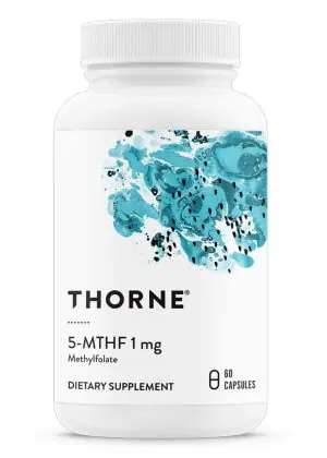 Thorne 5-MTHF - Active 1mg folate supplement for mood, heart, and methylation support.