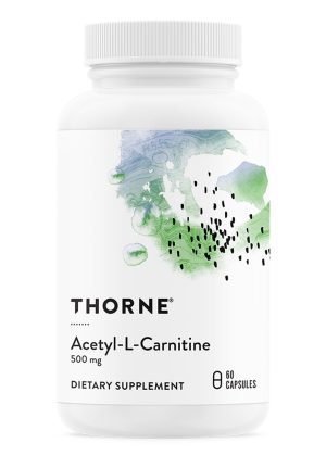 Thorne Carnityl (60 Capsules) - 500mg Acetyl-L-Carnitine supplement for brain, nerve, and mitochondrial support.
