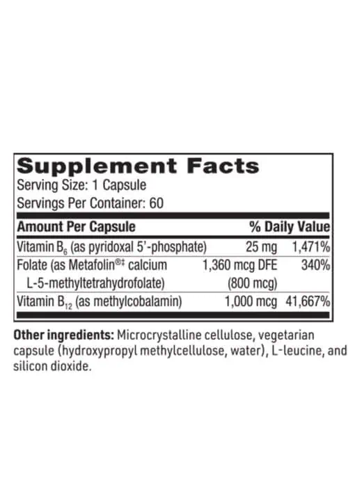 SFI Health Active B Trio - Bioactive B6, Folate (Metafolin), and B12 for methylation support.