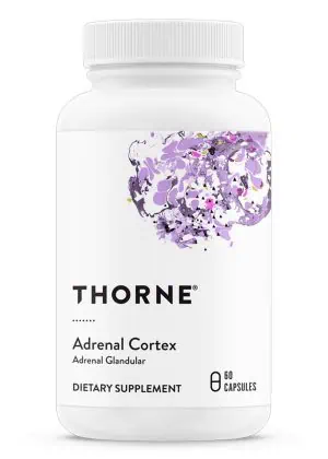 Thorne Adrenal Cortex (60 Capsules) - bovine glandular supplement for stress and energy support.