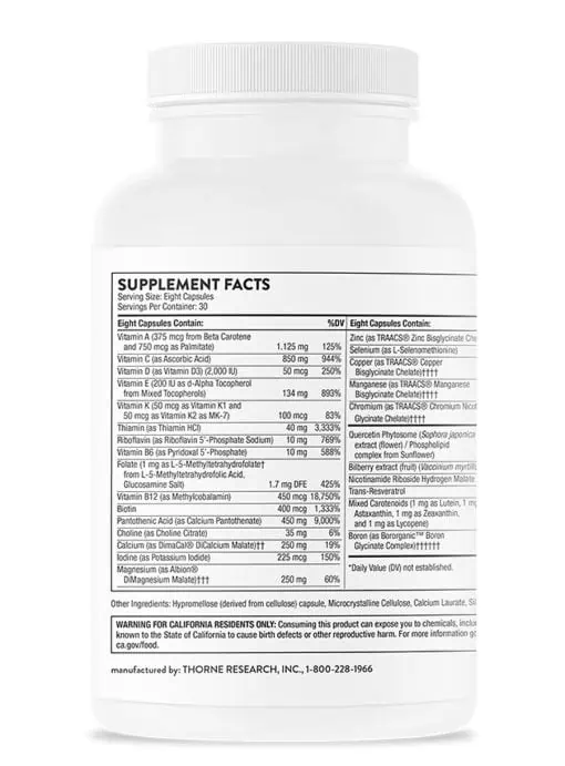 Thorne Extra Nutrients - High-potency multivitamin with healthy aging cofactors for comprehensive nutritional support.