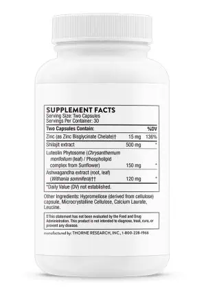 Thorne Testo-Active - A men's health formula with Shilajit and Ashwagandha for healthy testosterone support.