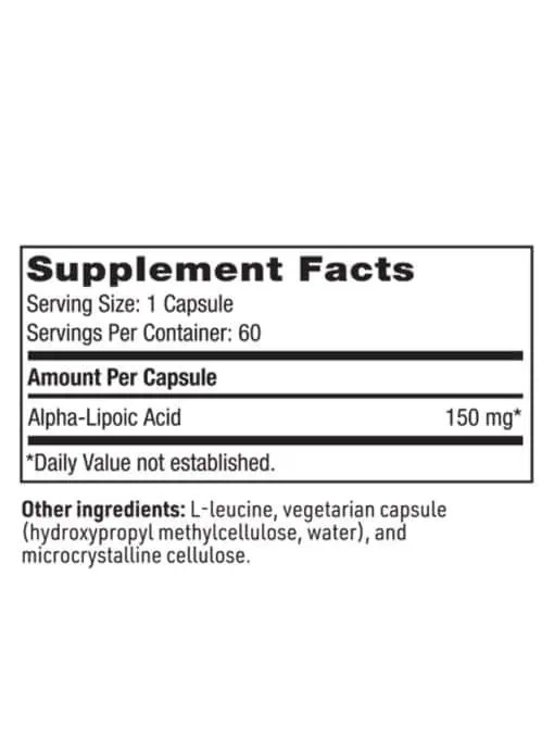 SFI Health Alpha-Lipoic Acid - 150mg ALA antioxidant for glucose metabolism and nerve health.