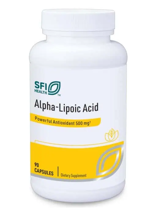 SFI Health Alpha-Lipoic Acid - 500 mg ALA antioxidant supplement for liver and neurological health.