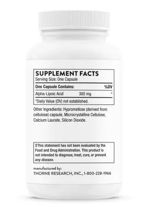 Thorne Thiocid-300 - Alpha-Lipoic Acid supplement for antioxidant, nerve, and detoxification support.
