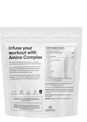 Thorne Amino Complex (30 Berry Stick Packs) - NSF Certified EAA and BCAA powder for muscle recovery and performance.